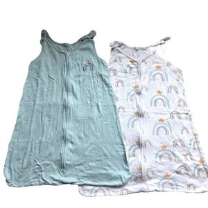Tilly U Set of 2 Baby Sleep Sacks Rainbow Print Sage Green Wearable Blankets L